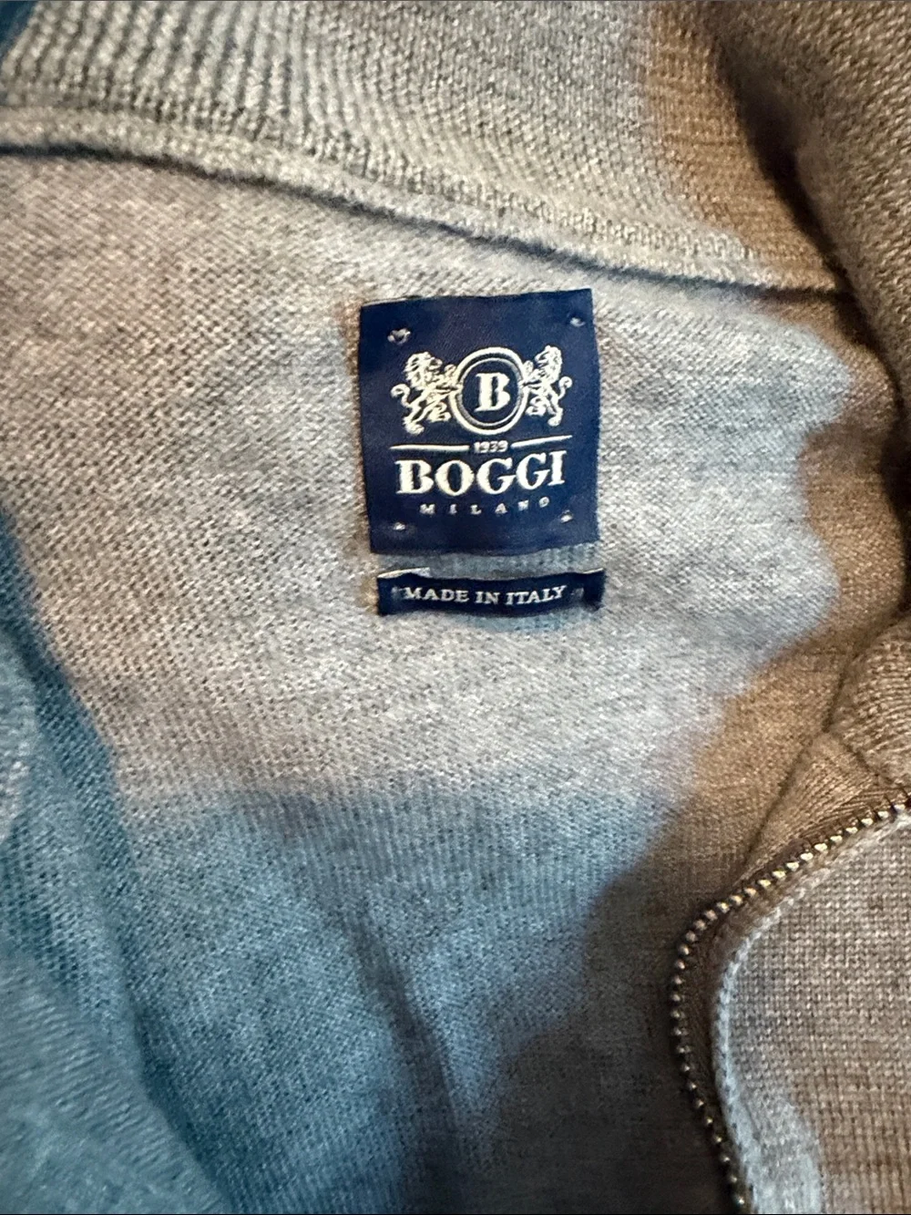 Boggi Milano Quarter-Zip Men’s Sweater - Gray Small/Med